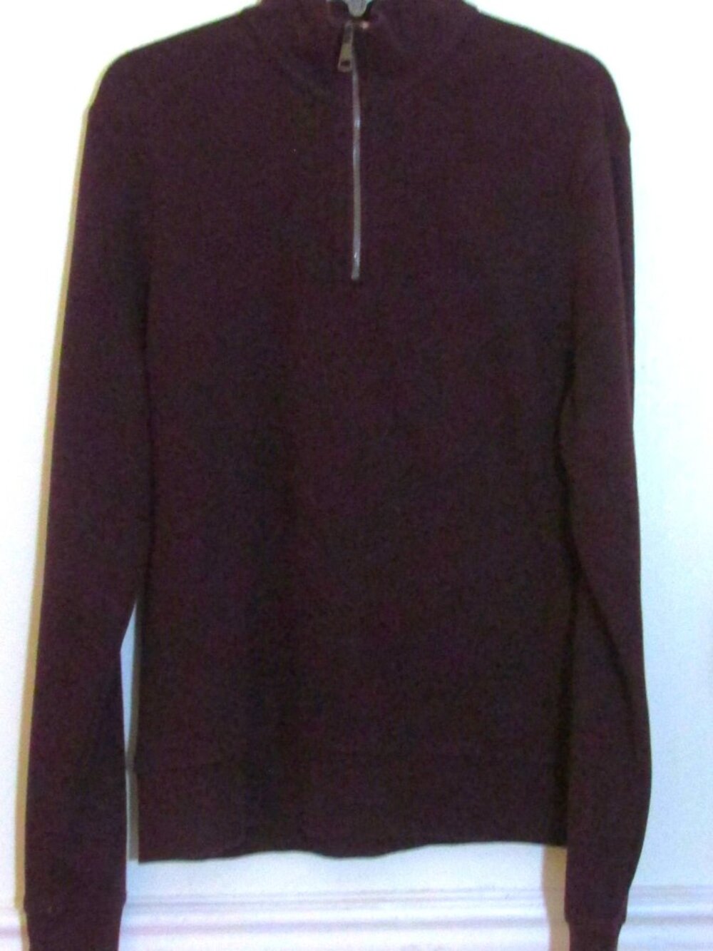 Burberry Brit Womens 1/4 zipper pullover sweater logo 100% cotton size L purple